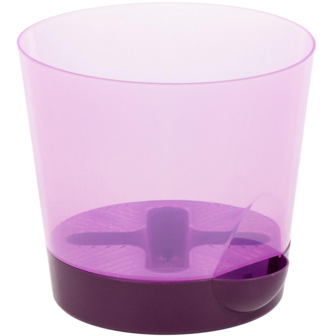 Горшок цветочный ПОЛЕСЬЕ №1 с поддонником, 1,4 литра (горшок прозрачно-фиолетовый, поддонник фиолетовый)