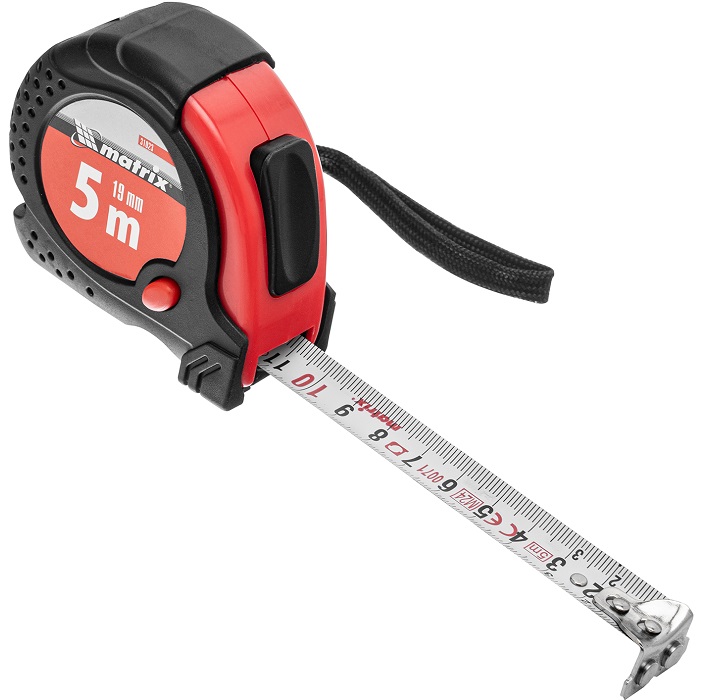 Рулетка 5м х 19мм MATRIX Status magnet fixation, 5 м х 19 мм, обрезиненный корпус, зацеп с магнитом//31023