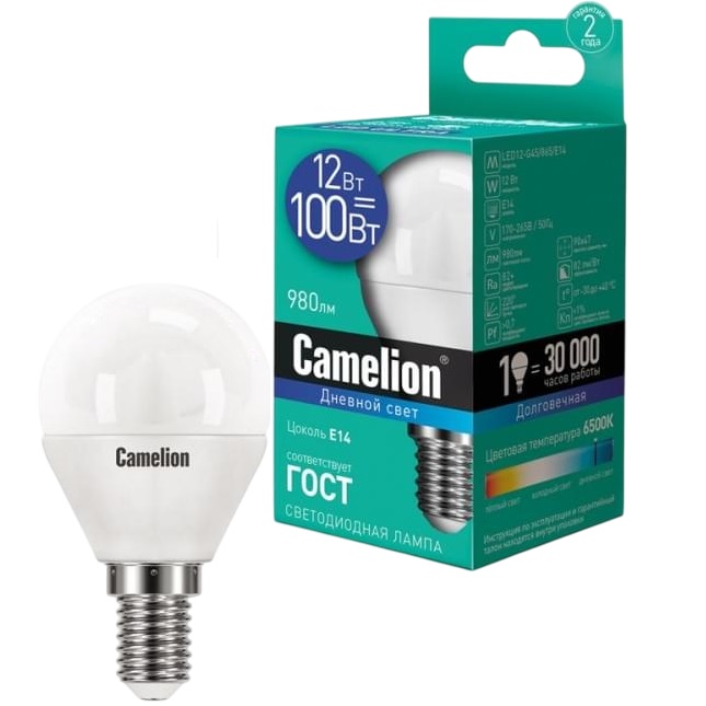 Лампа светодиодная CAMELION G45 12W/6500К/E14