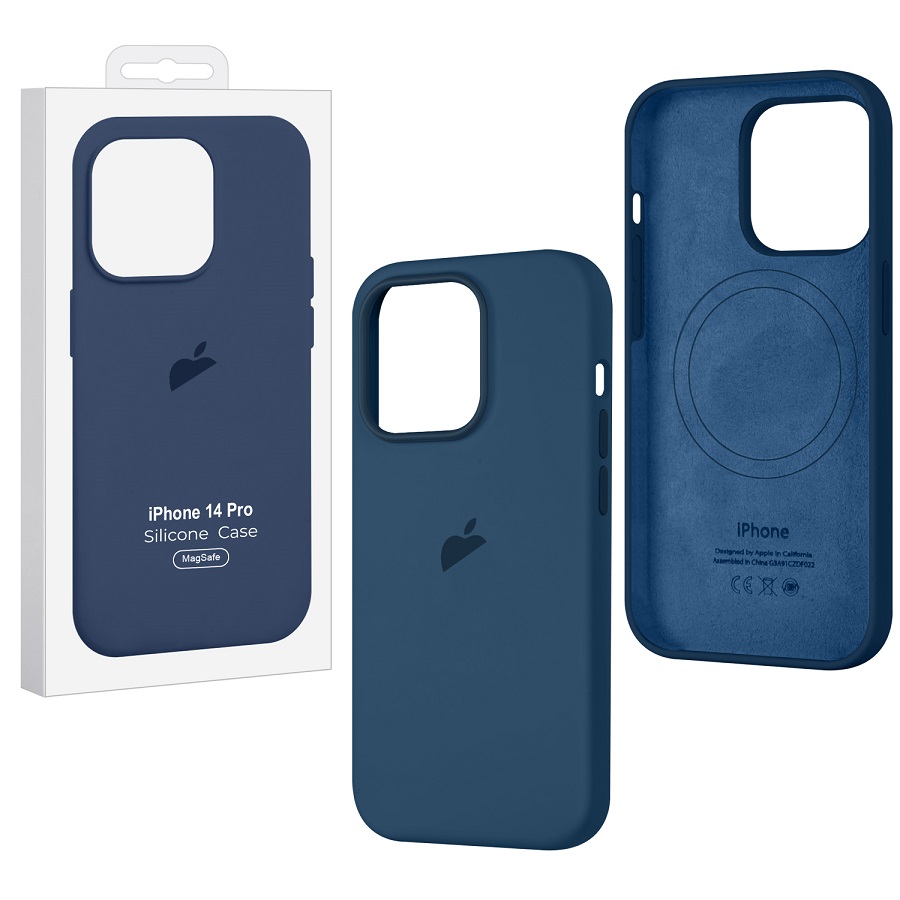 Силиконовый чехол SILICONE CASE для iPhone 14 Pro Stromblue (MagSafe) c LOGO