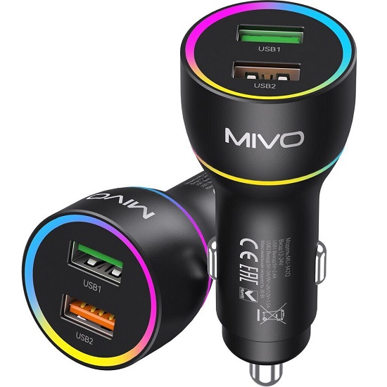 Авто ЗУ 2USB 3A MIVO MU-342Q черный, 30W