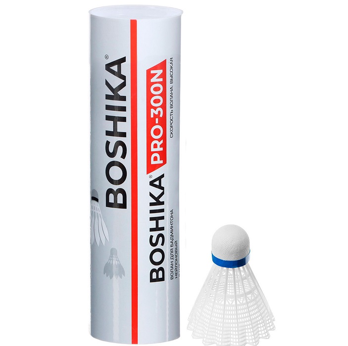 Набор воланов для бадминтона BOSHIKA PRO-300N, 6 шт., цвет белый