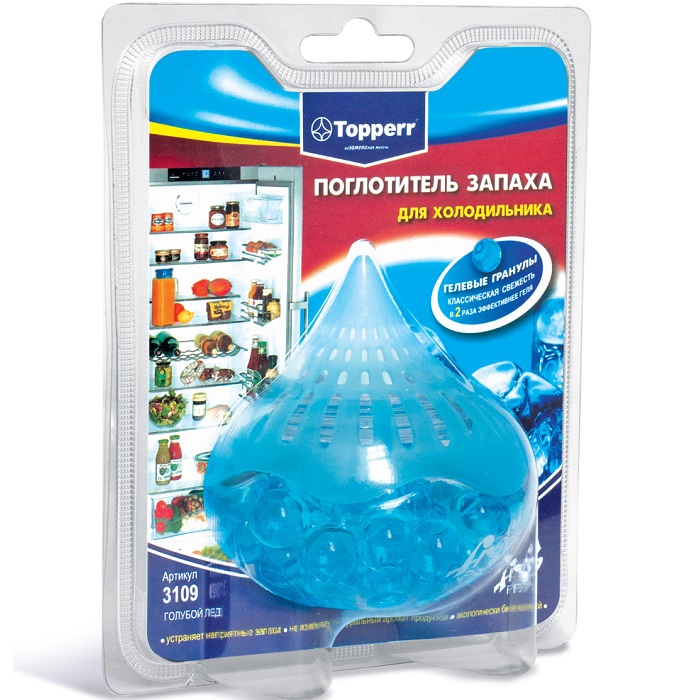 Поглотитель запаха для холодильника гелевый TOPPERR 3109, "Голубой лед"
