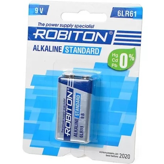 Элемент питания ROBITON STANDARD 6LR61 9V BL-1
