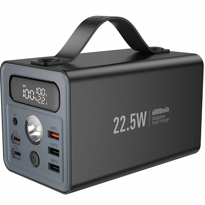 Внешний АКБ HOCO J138 (60000mAh) чёрный, PD20Вт, QC3.0, 22.5W, USB-A (3 шт) USB-C (2 шт)