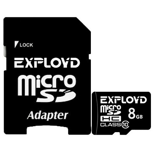 Micro SD  8Gb Exployd Class 10 с адаптером SD