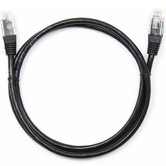 Патч-корд 1.0м CABLEXPERT PP12-1M/BK кат.5e, литой, многожильный (чёрный)