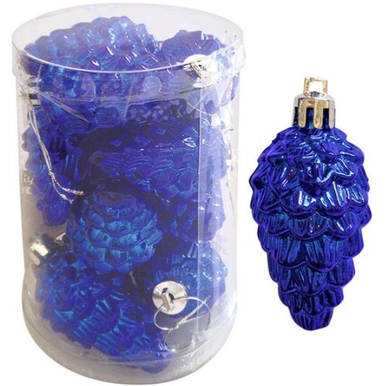 Набор украшений "Шишки" (12 шт), размер: 6 см, цвет: синий, PS6-12-217-B арт.001540