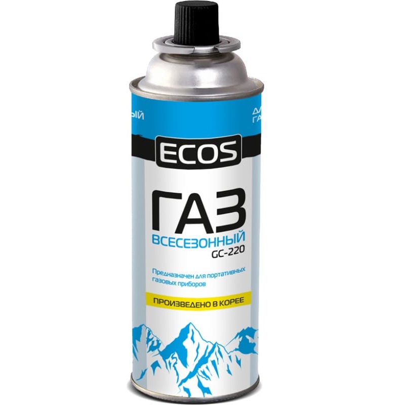 Газ в баллоне портативном Экос GC-220 (цанговый, 220 г, Корея), всесезонный