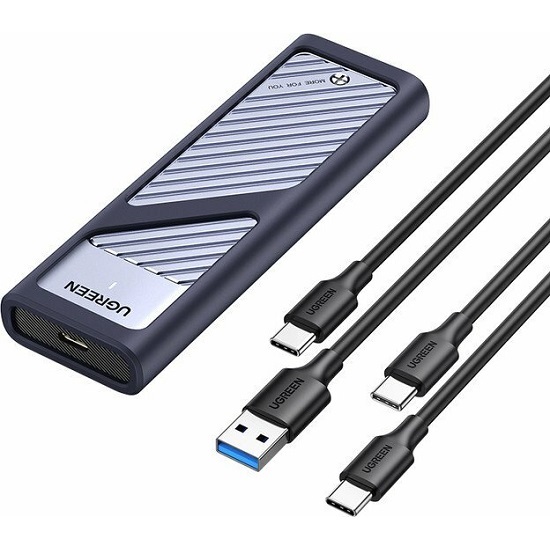 Внешний корпус для SSD UGREEN CM559 (15511) серый космос, M.2 NVMe SSD Enclosure 10Gbps с кабелем USB-C к USB-C и USB-C к USB-A