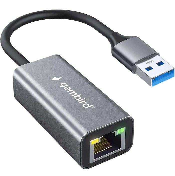 Сетевой адаптер Ethernet Gembird NIC-U9, USB 3.0, алюминий