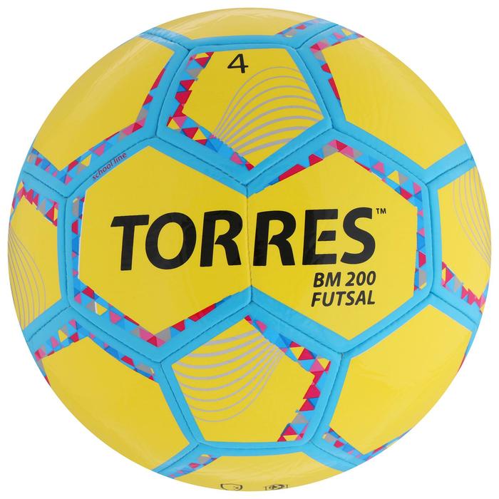 Мяч футбольный TORRES Futsal BM 200, размер 4, 32 панели, TPU, 4 подкладочных слоя, цвет желтый/зелёный