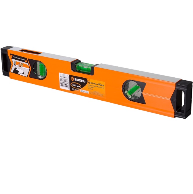 Уровень алюминиевый "Магнитный" 400 мм, фрезерованный, 3 глазка (1 зеркальный) ВИХРЬ 73/11/4/17