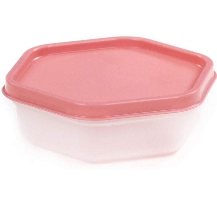 Контейнер Dolcezza №115 с крышкой, 0,25л (бесцветный, крышка бледно-коралловая)