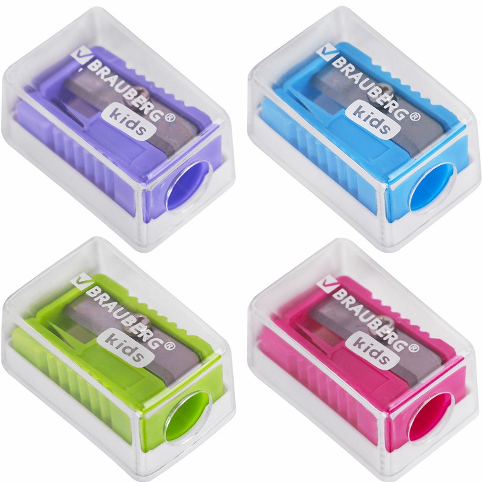 Точилка BRAUBERG KIDS "MINI" с контейнером, пастельные цвета МИКС 271944