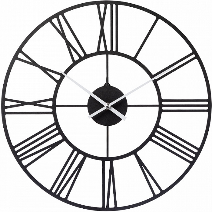 Часы настенные РУБИН "Классика", из металла, d=40 см, открытая стрелка, чёрный (4004-001)