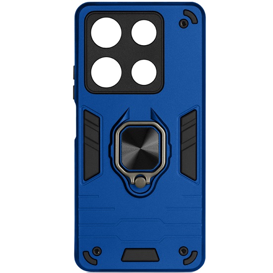Силиконовый чехол DF для Infinix Note 30 Pro (4G) DF inArmor-11 (dark blue) с кольцом и пластиной для магнитного держателя