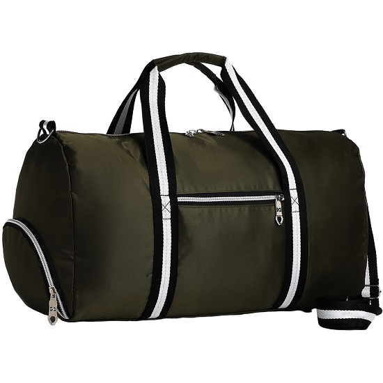 Сумка дорожная на молнии, отдел для обуви, наружный карман, длинный ремень, цвет хаки