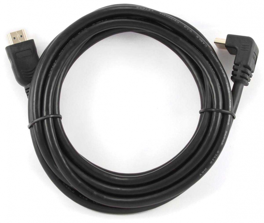 Кабель HDMI <--> HDMI  3.0м GEMBIRD/CABLEXPERT CC-HDMI490-10, ver.1.4, углов. разъем, черный, пакет