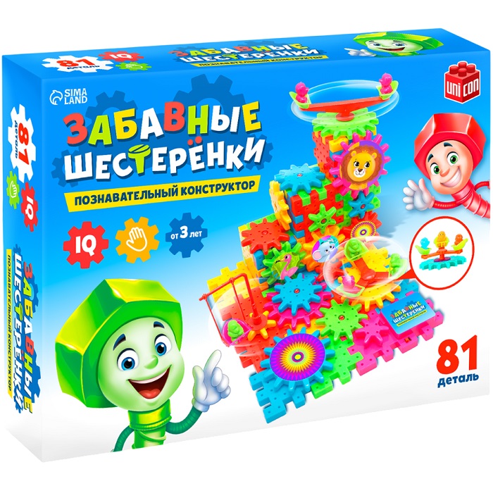 Конструктор UNICON Забавные шестерёнки», работает от батареек, 81 д 3685388