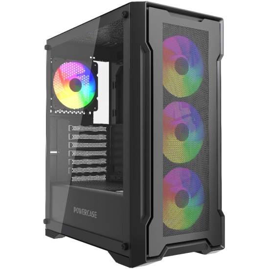 Корпус Powercase Mistral X4B, Tempered Glass, 4x 120mm FRGB Fans, черный, ATX  (CMXB-L4)