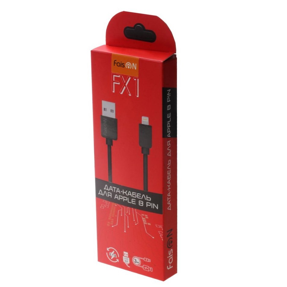 Кабель USB <--> Lightning  1.0м FAISON FX1 чёрный