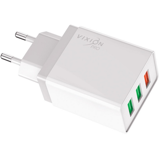 Сетевое ЗУ 3USB 3A VIXION VH-03 белое, QC3.0, 18W