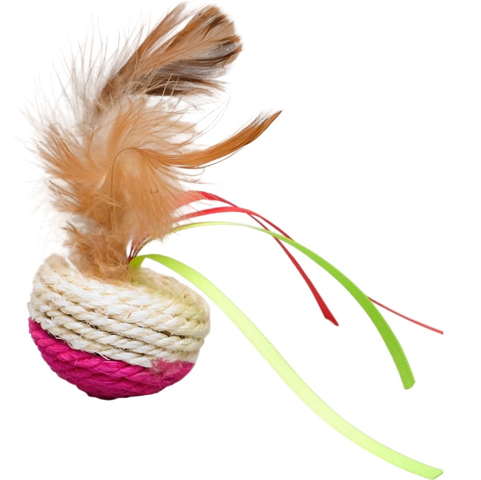 Игрушка-неваляшка из сизаля с перьями и лентами, 5,3 х 9,5 см, микс цветов 3811585