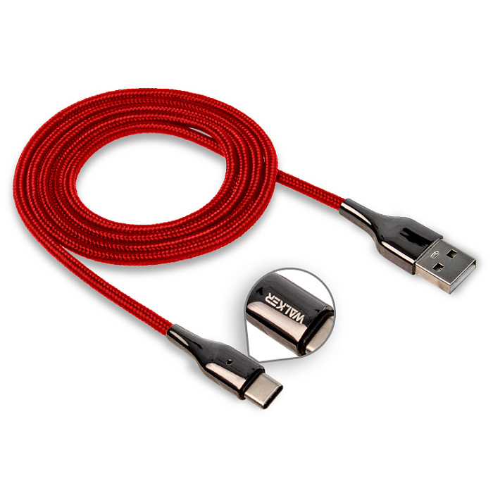 Кабель USB <--> Type-C  1.0м WALKER C930, красный