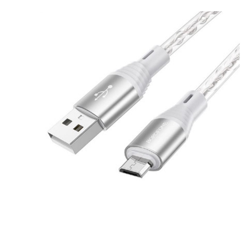 Кабель USB <--> microUSB  1.0м BOROFONE BX96 Ice Crystal, серый