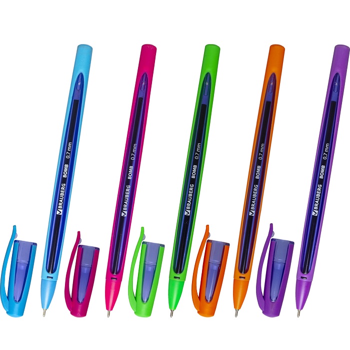 Ручка шариковая BRAUBERG "BOMB GT Color", СИНЯЯ 143346
