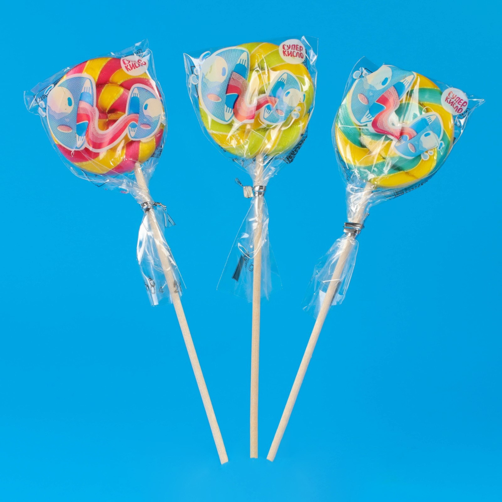 Карамель леденцовая «Диск», кислая, на палочке, 15 г 10009266