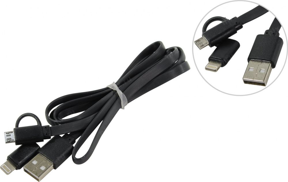 Кабель USB <--> microUSB/Iphone 5/6/7 1.2м SMARTBUY  черный  (iK-212) 