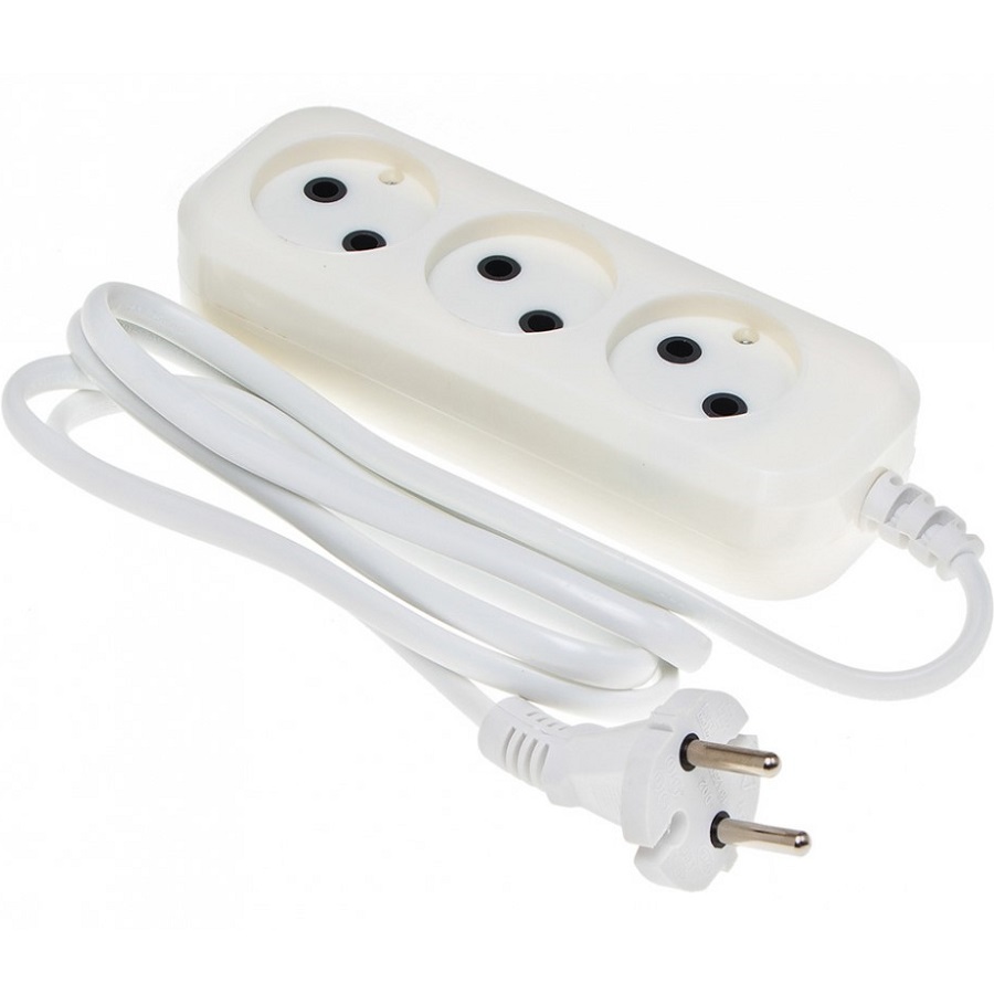 Сетевой удлинитель  1.5м BURO BU-PSL3.1/W 3 розетки, белый (пакет ПЭ)