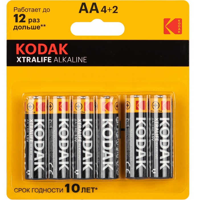 Элемент питания KODAK LR06 XTRALIFE 4+2BL