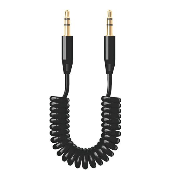 Кабель Jack 3.5 <--> Jack 3.5  1.2м DEPPA пружинка чёрный (72155)