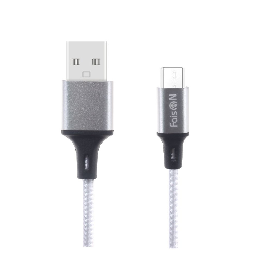 Кабель USB <--> microUSB  1.0м FAISON HX14 ALUM ткань, белый
