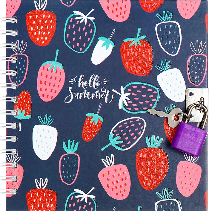 Записная книжка Клубника 45 л, на замке 10549431