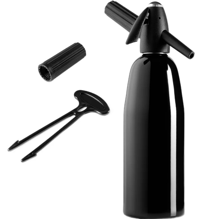 Сифон для газирования воды и напитков, 1л., чёрный + набор