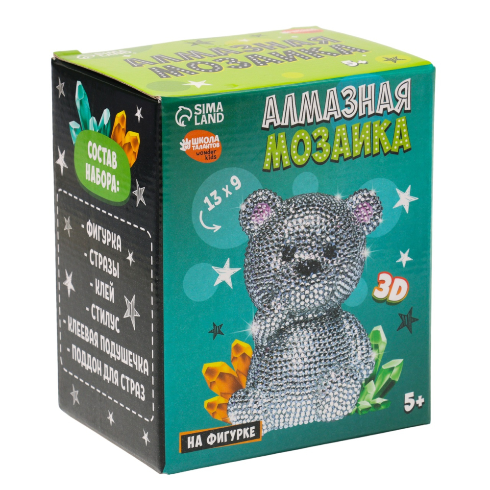 Алмазная мозаика на фигурке для детей «Милый мишка», полное заполнение 9913202