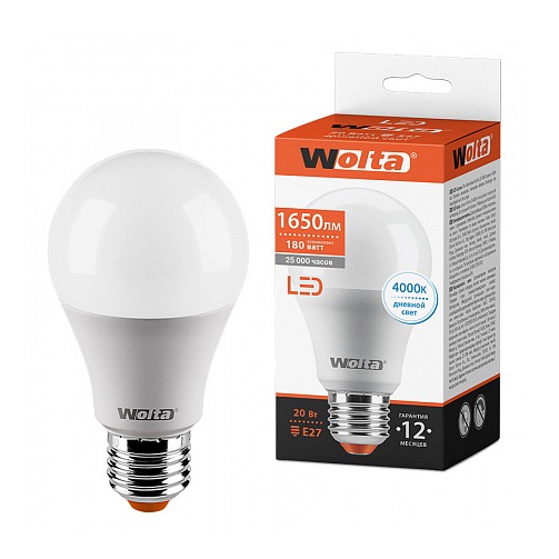 Лампа светодиодная WOLTA A65 20W/4000К/Е27 (25S65BL20E27)