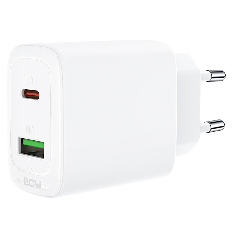 Сетевое ЗУ 1USB/1Type-C ACEFAST A25, белый, 20Вт  (6974316281214)
