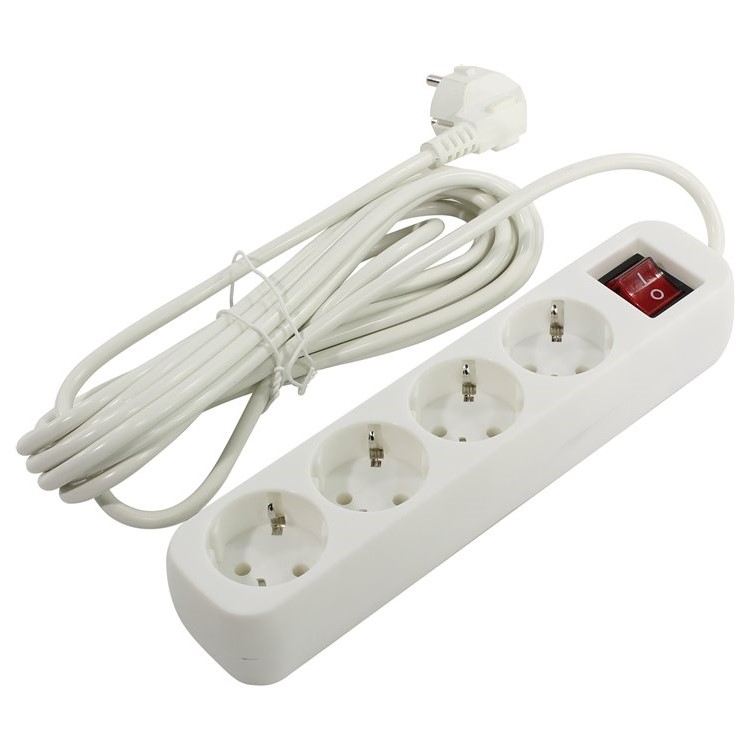 Сетевой удлинитель  5.0м DEFENDER S450, белый, 4 розетки, с/з, выключ.