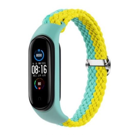 Плетеный ремешок STR для XIAOMI MI Band 3/MI Band 4 двухцветный желто-бирюзовый