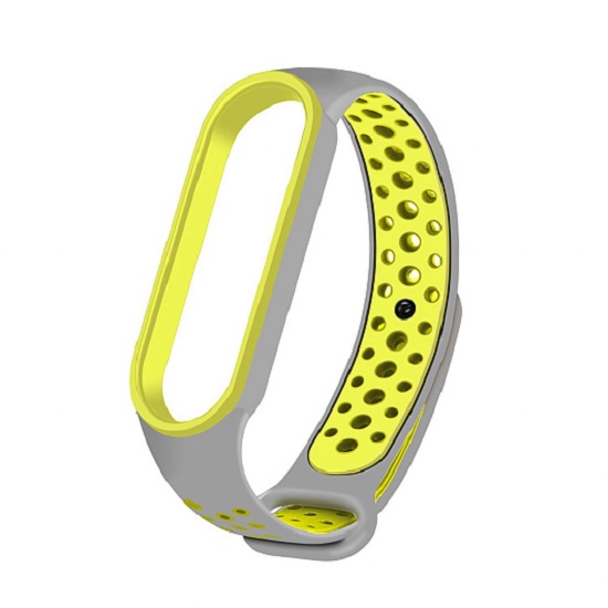 Силиконовый ремешок WB07 Sport N Xiaomi Mi Band 5/Mi Band 6 на кнопке (регулируемый) (gray/green)