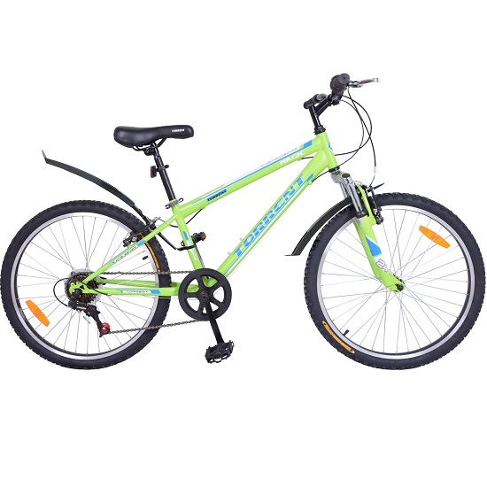 Велосипед TORRENT Magic (рама сталь 13", горный, 7 скоростей, колеса 24д.) (Матовый зеленый)