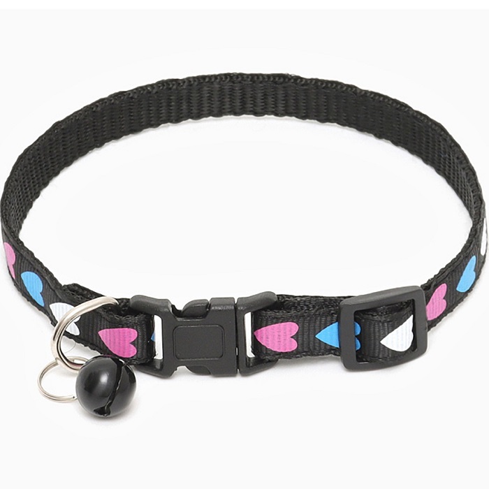 Ошейник двухслойный с фастексом "Сердечки" 30 х 1 см, чёрный