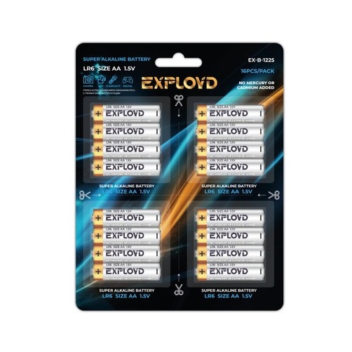 Элемент питания EXPLOYD LR06 BL-4*4 отрывной Basic (16/160/640), (арт.EX-B-1225)