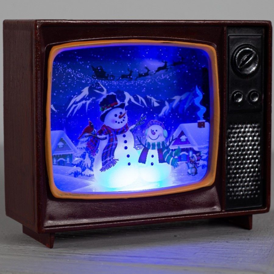 Светодиодная фигура «Телевизор с оленями» 10 × 8 × 4 см, пластик, батарейки CR2032х2, свечение мульти (RGB)