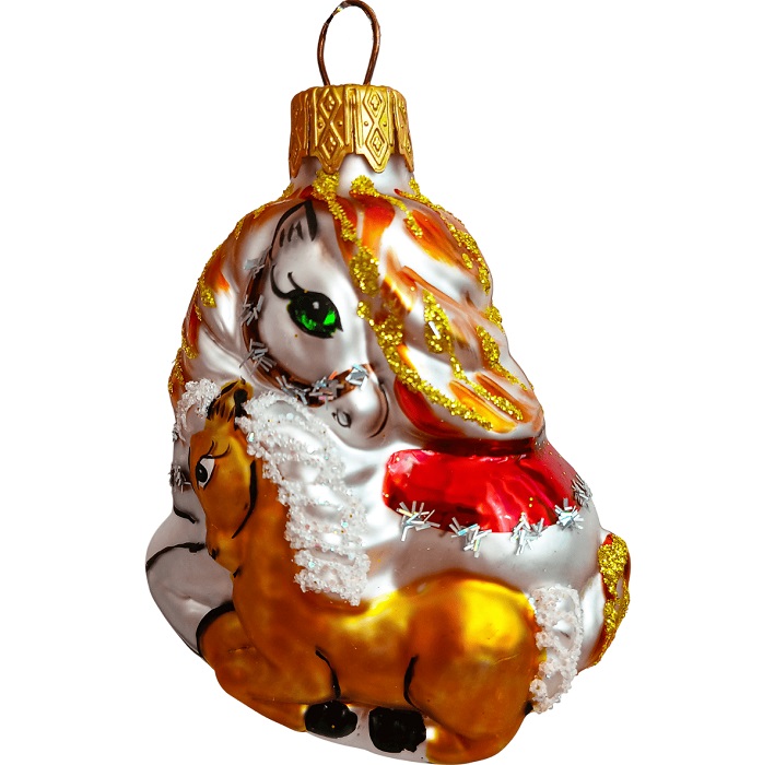 Ёлочное украшение "Лошадка с малышом",  в подарочной упаковке, h-8 см, ФУ-455